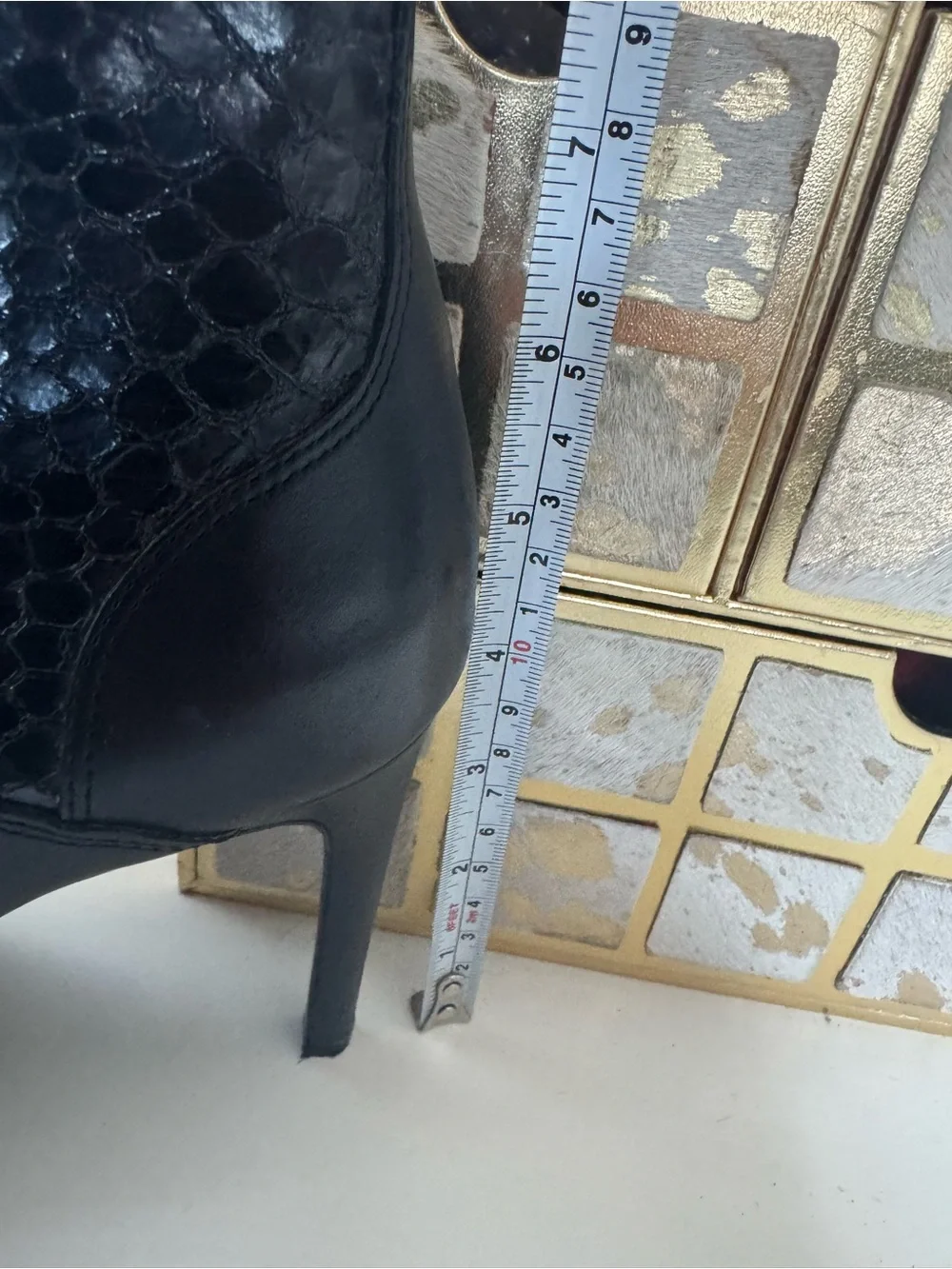 Vince Camuto Kammie Black Peep-Toe Ankle Booties with Front Zipper & Buckles